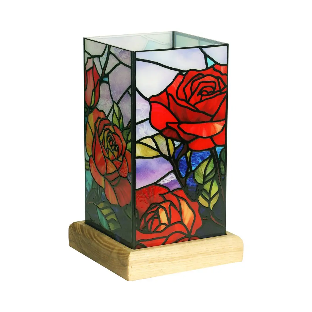 Wagner Life LED-Tischleuchte Art Light Rose, Holzsockel, Acryl, bunt