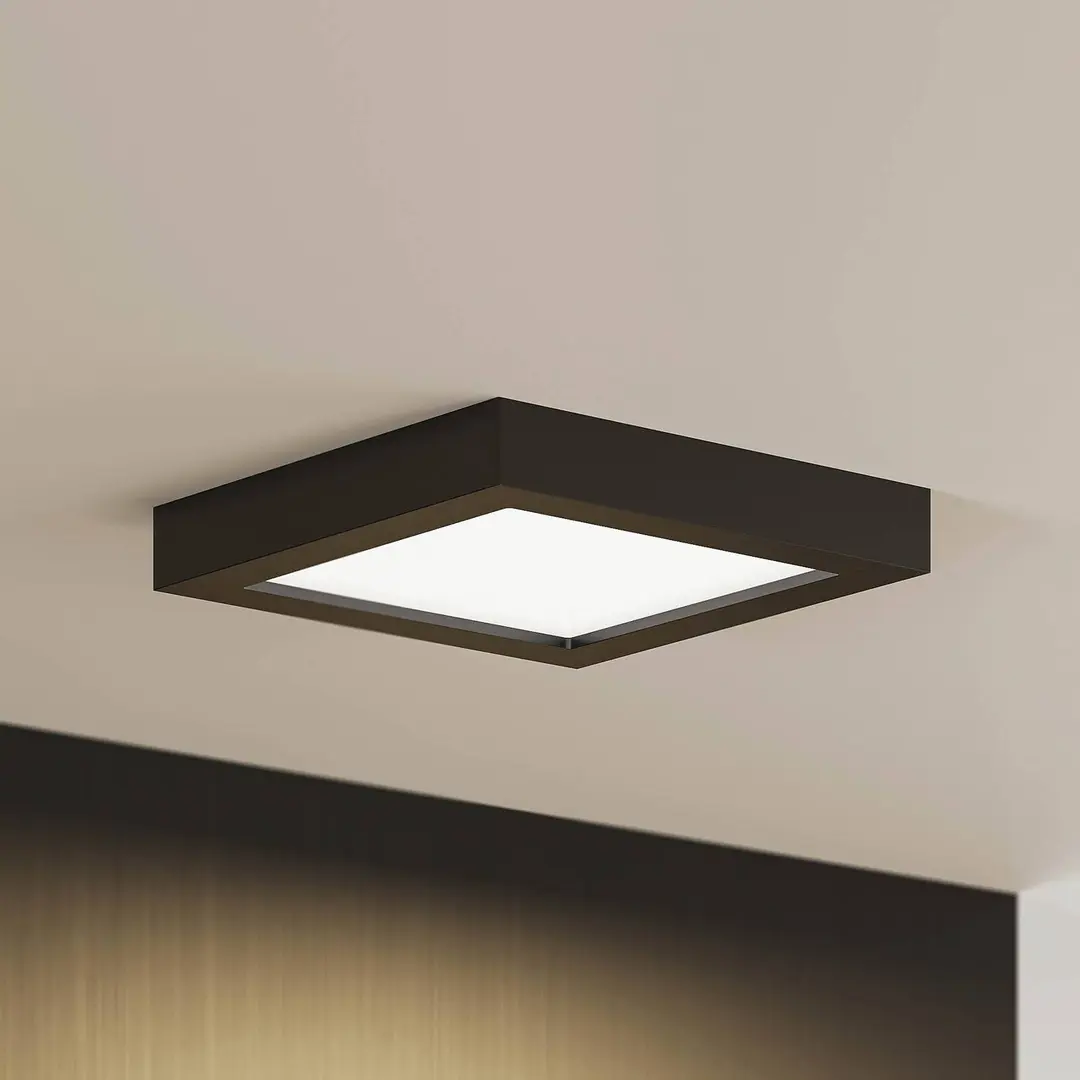 Prios LED-Deckenlampe Alette, schwarz, 18 W, CCT, dimmbar