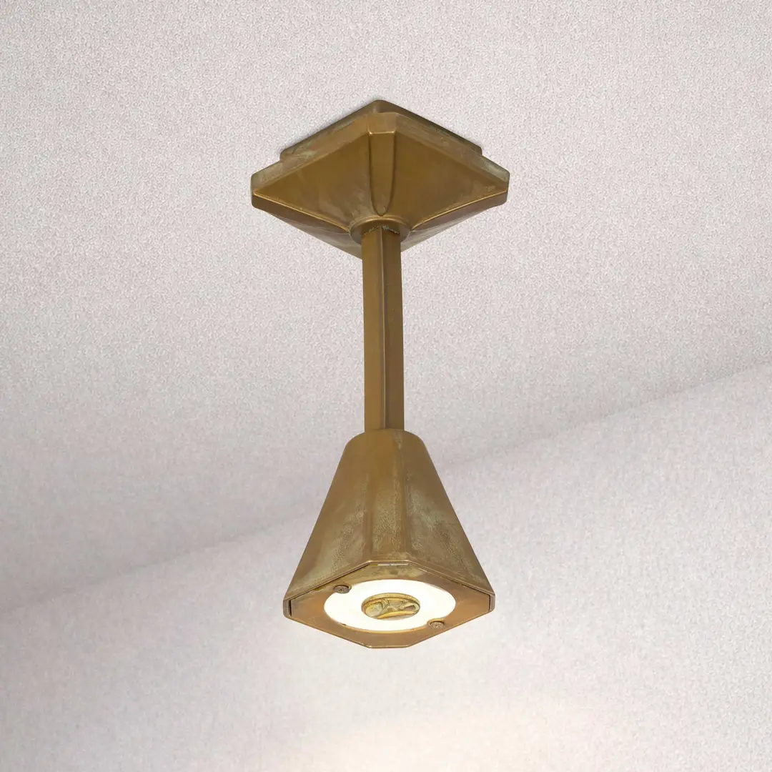 Moretti Luce LED-Außendeckenleuchte Silva Frame, Höhe 26 cm messing antik