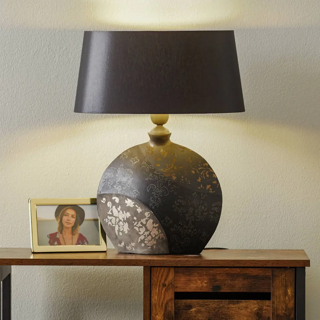 Holländer Tischleuchte Mary, Keramik und Chintz, Höhe 50 cm