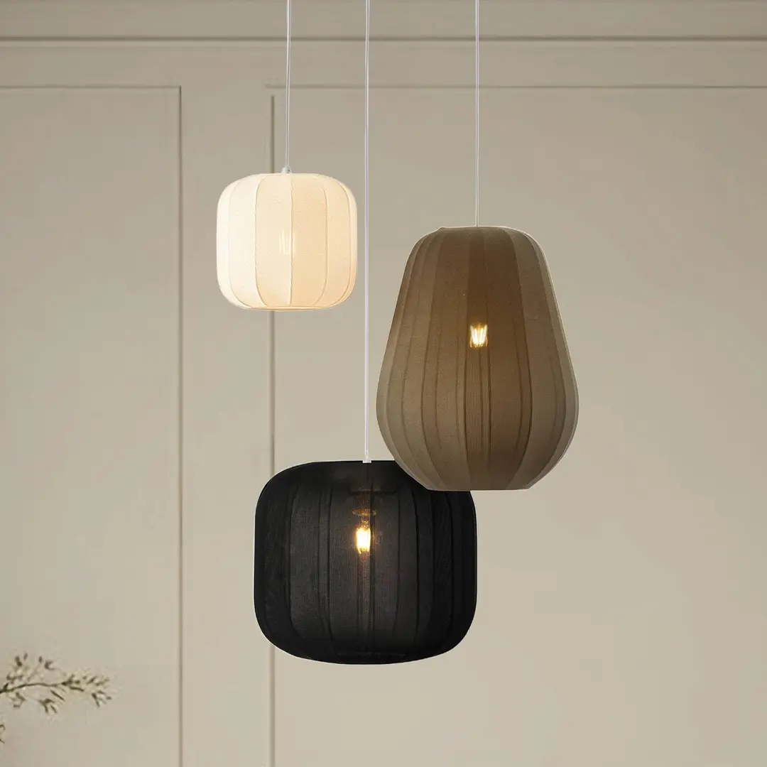 Lindby Hängeleuchte Helin schwarz/weiß/grau, Ø 60 cm, 3-flg.