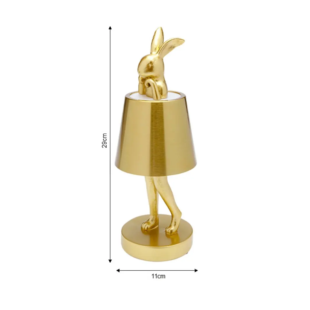 KARE LED-Akkutischleuchte Animal Rabbit, gold, IP54, 29cm