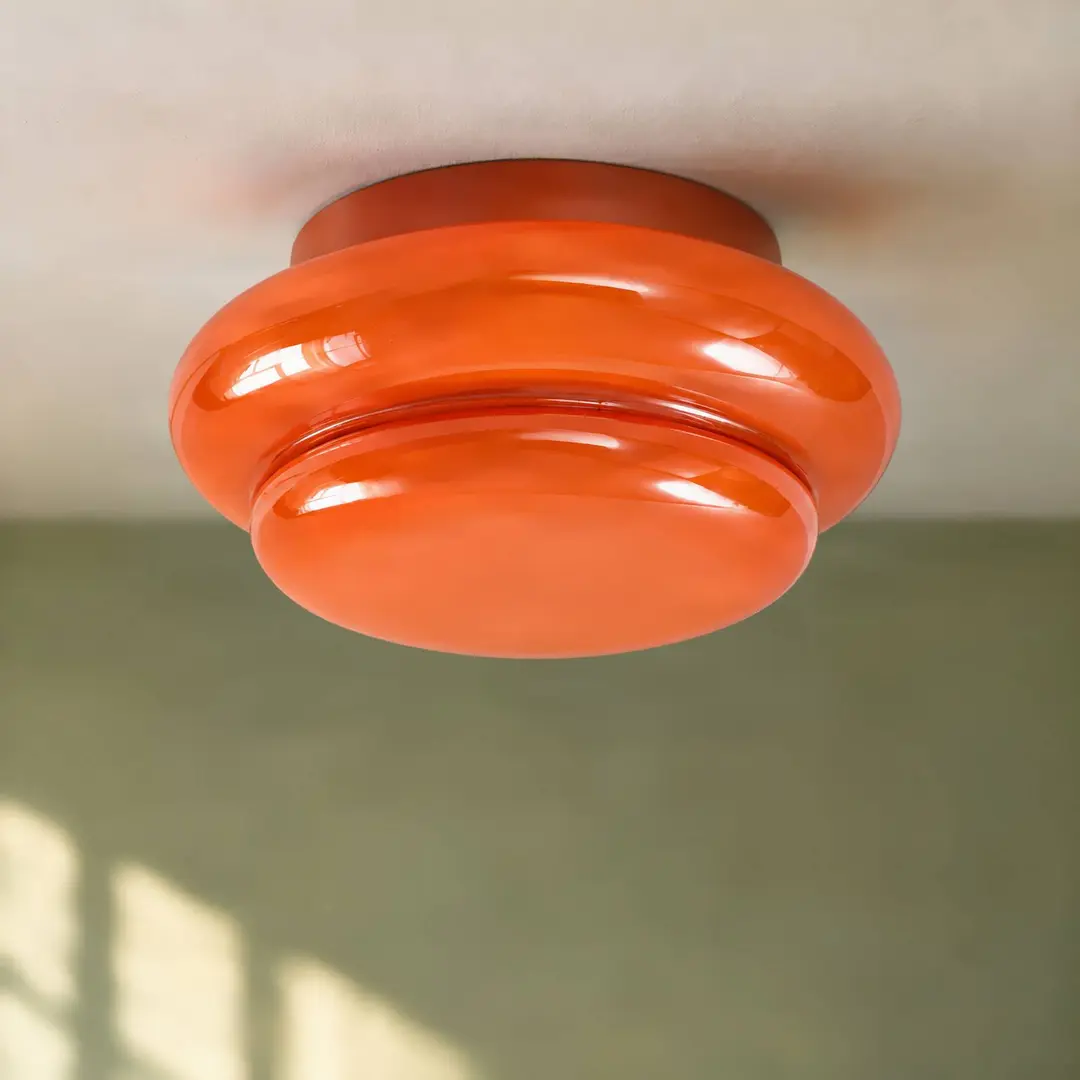 Lucande Deckenleuchte Leilani, Ø 35 cm, orange, E27, Glas