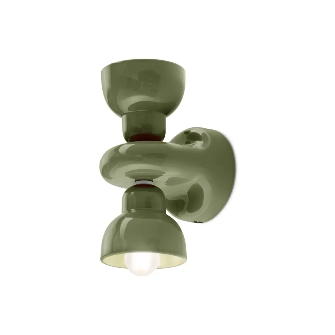 Ferroluce Wandleuchte Berimbau, salbeigrün, 2-flammig