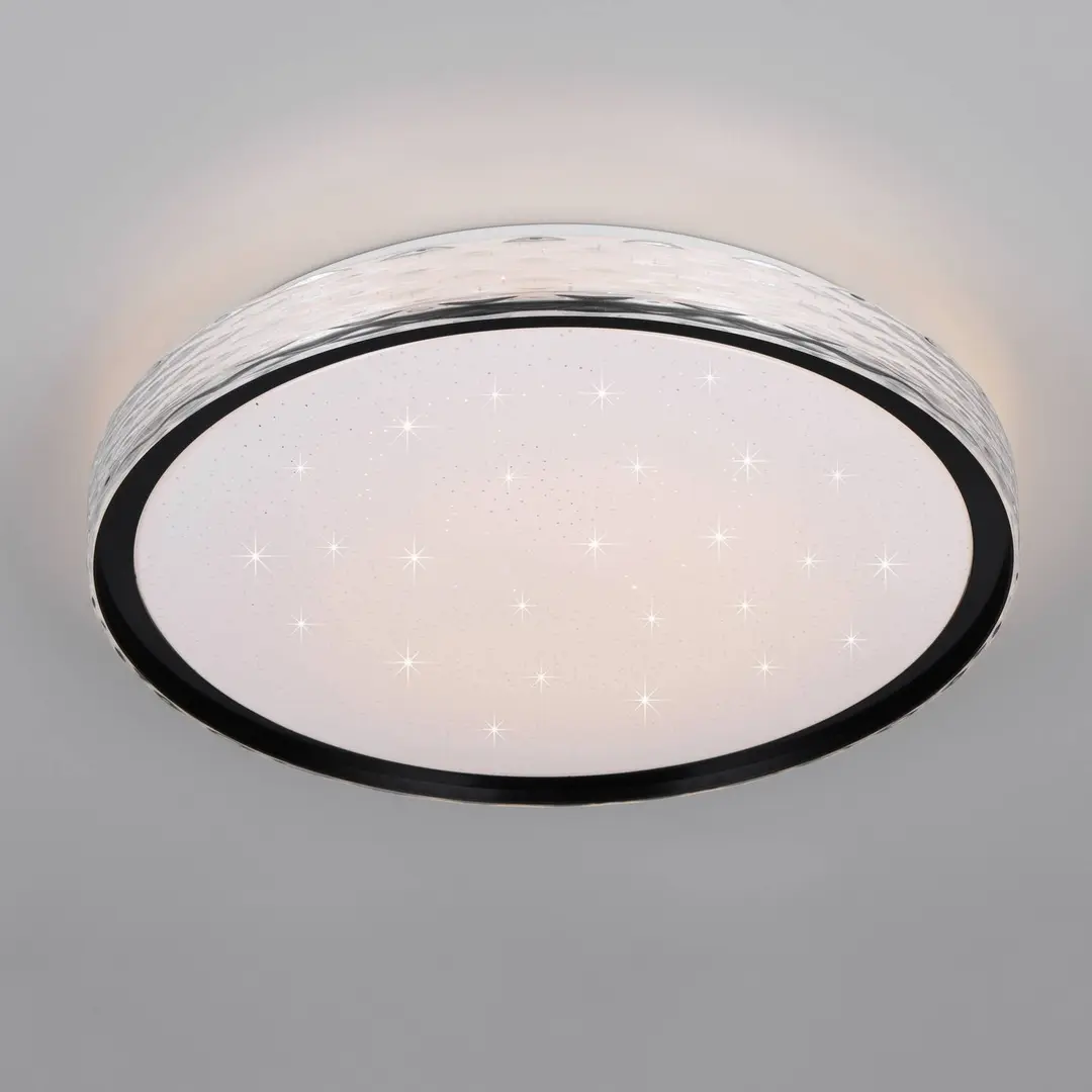 Reality Leuchten LED-Deckenleuchte Varda, schwarz, Ø 39 cm, Fernbedienung
