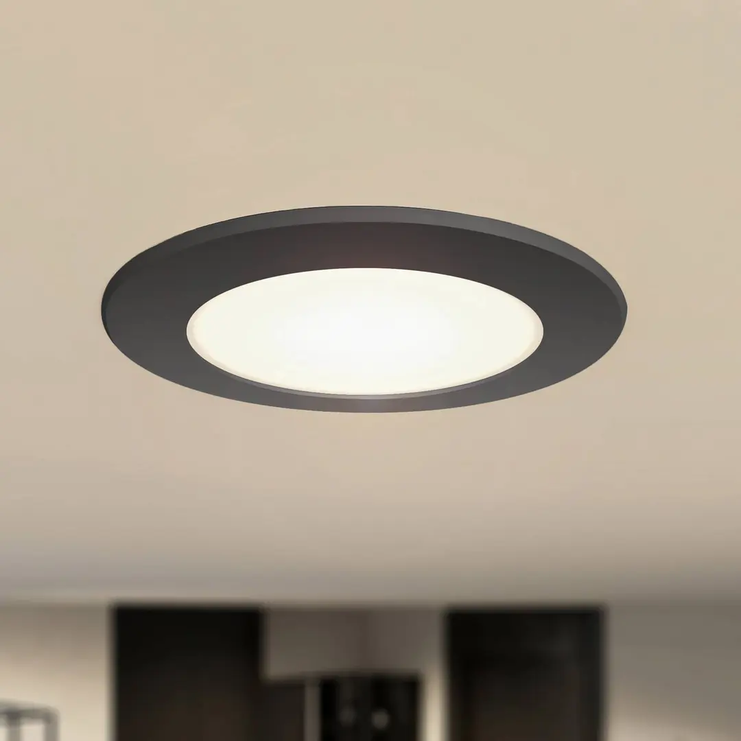 Prios LED-Einbaustrahler Rida, schwarz, Ø 12 cm, CCT, IP44