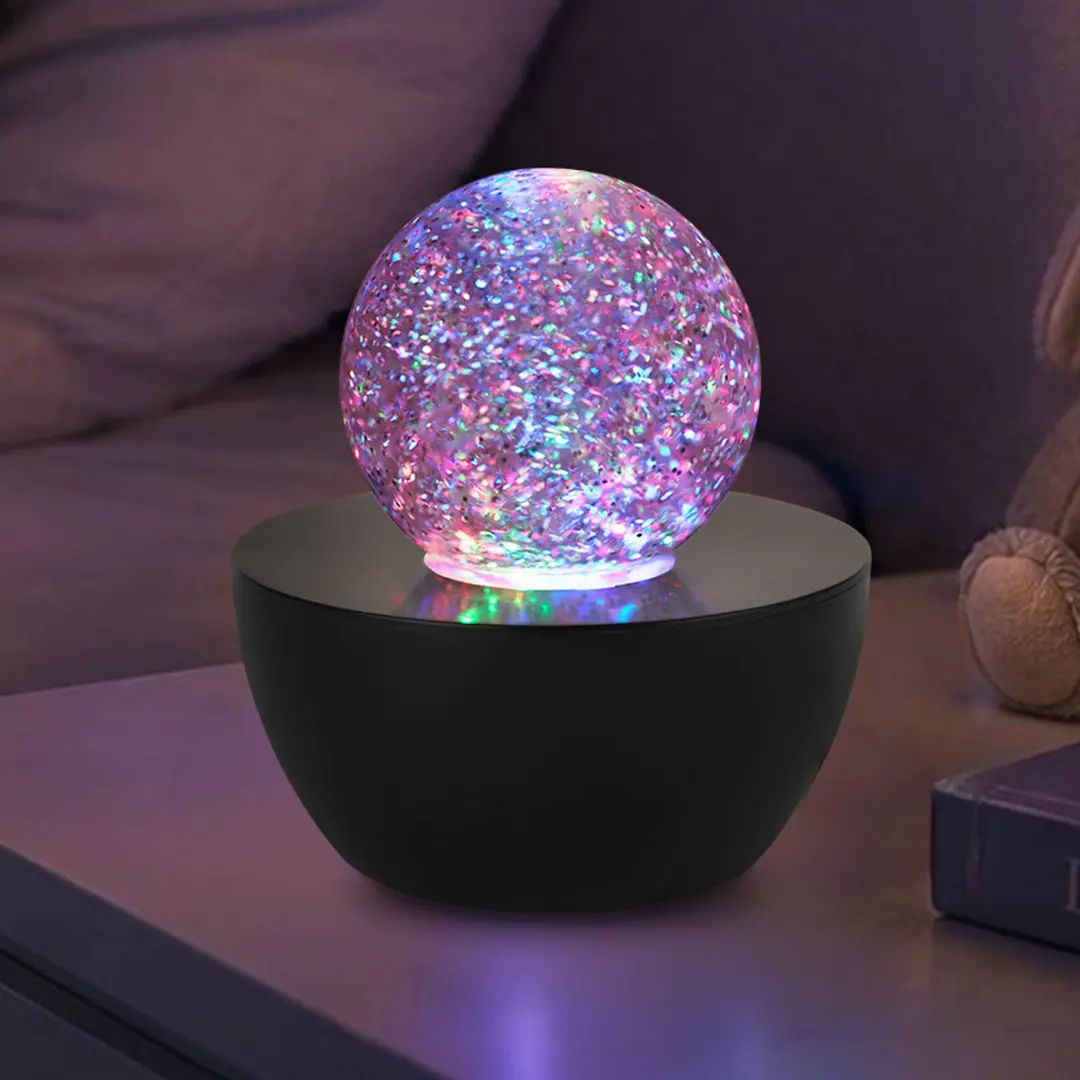 Briloner LED-Tischleuchte Glitter, schwarz/klar, RGB, Ø 12 cm