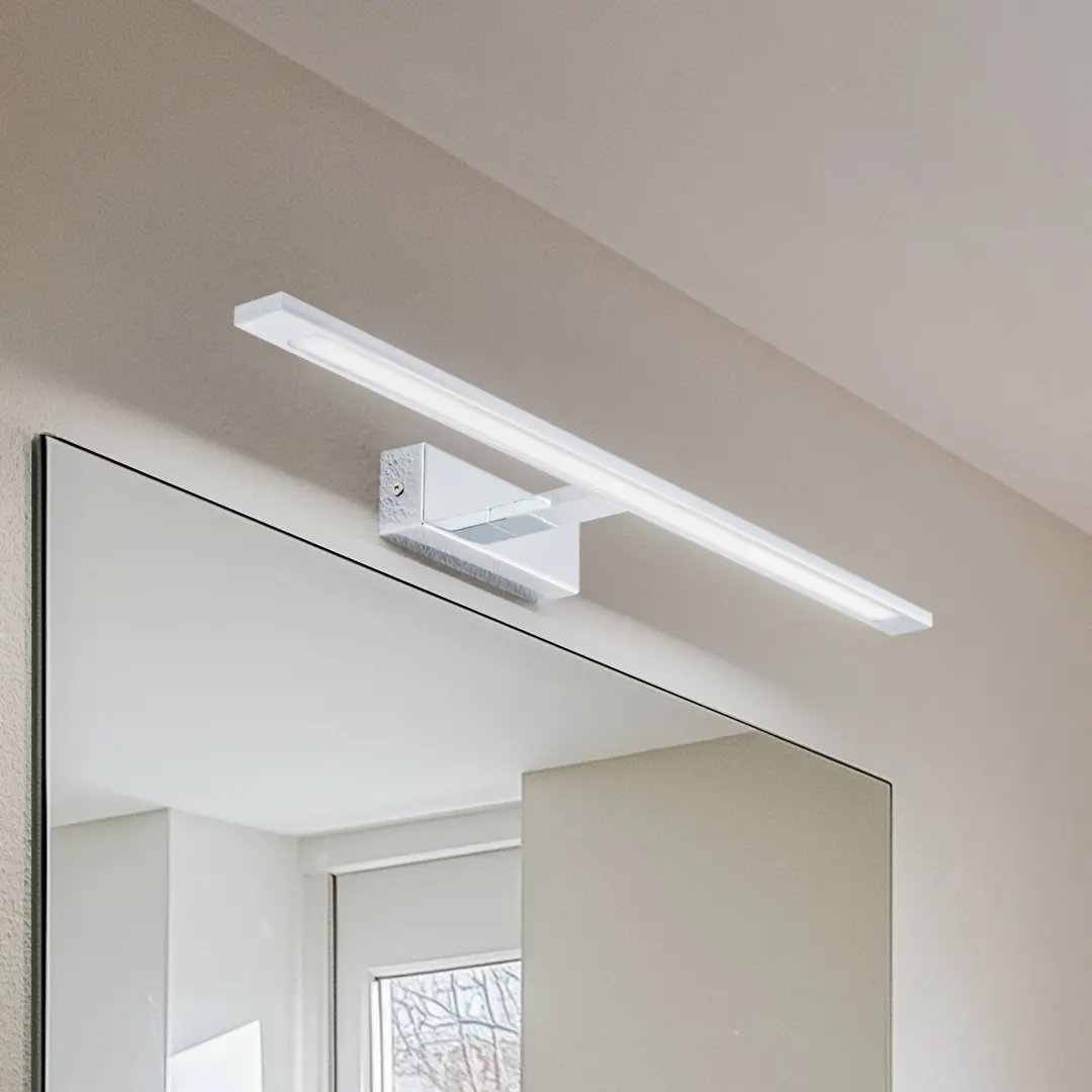 TK Lighting LED-Wandlampe Gallery, chromfarben, Metall Breite 62 cm IP44