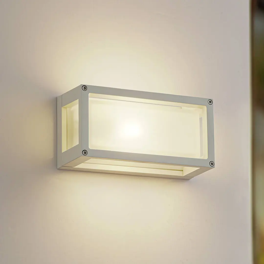 Lucande Außenwandlampe Aurelien, weiß, Glas, 12,5cm, IP54