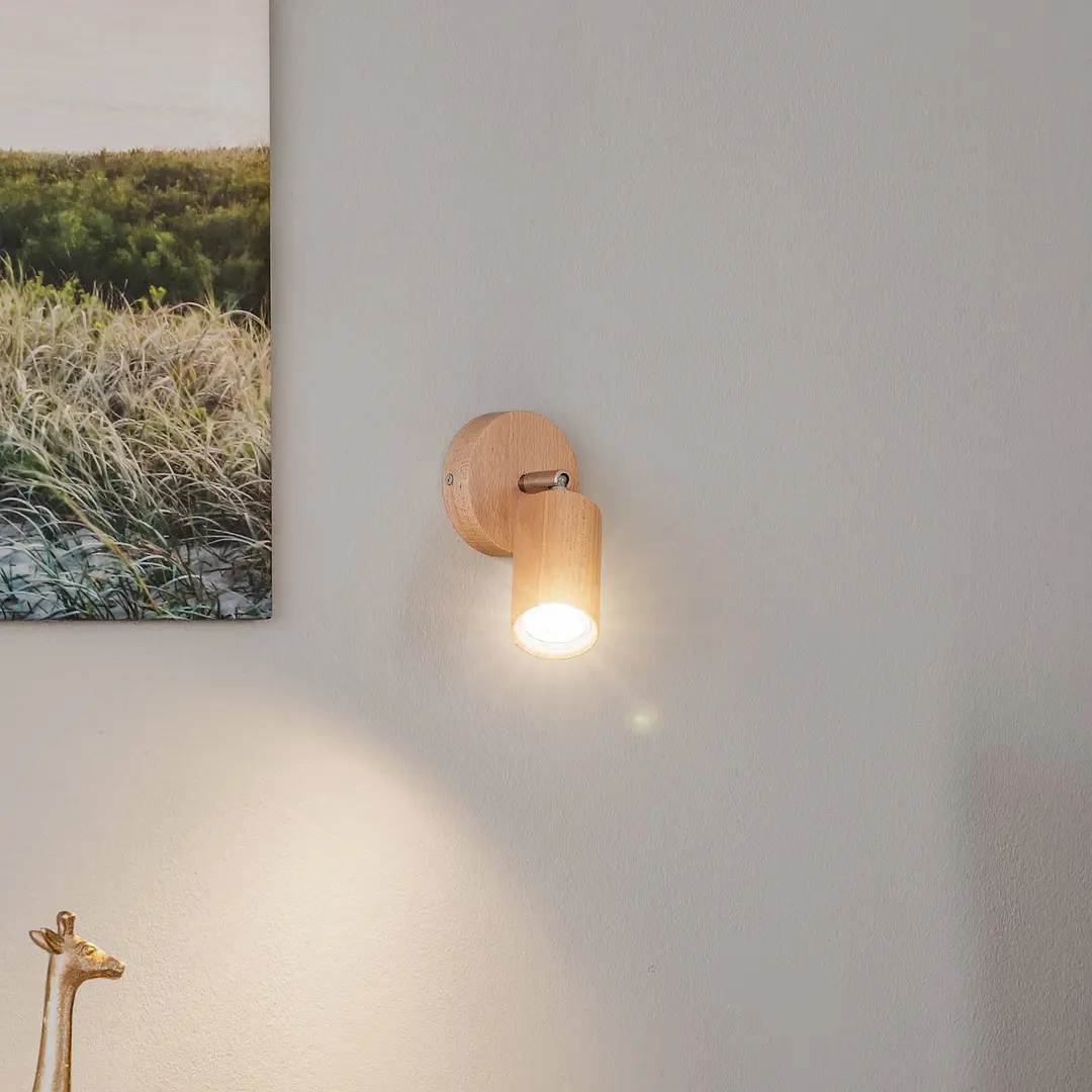 SOLLUX LIGHTING Wandstrahler Cre aus Holz, einflammig