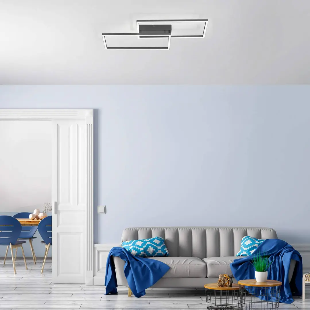 JUST LIGHT. GmbH LED-Deckenleuchte Iven, dim, schwarz, 60,5x32,5cm