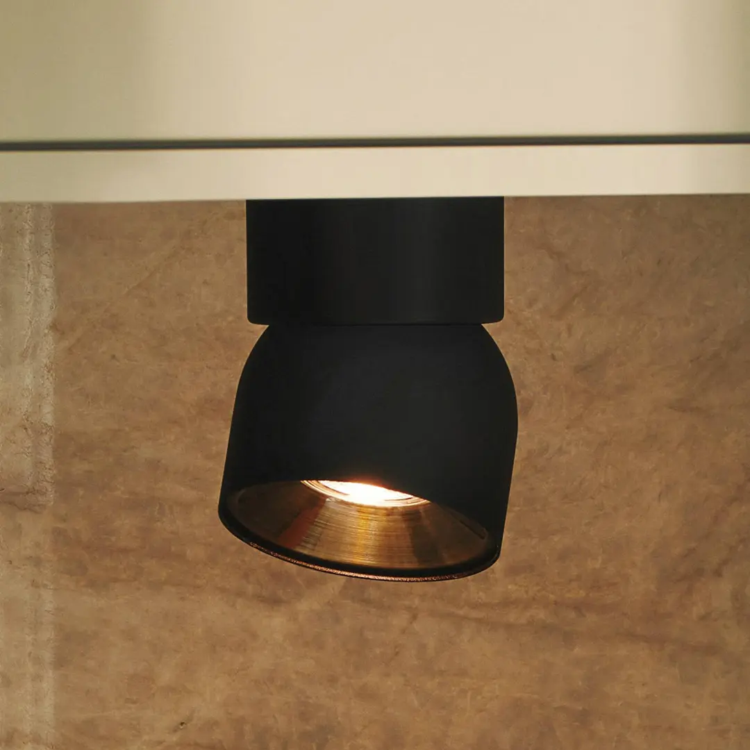 Nordlux Downlight Pitcher, schwarz/messing, 1-flg., Metall, GU10