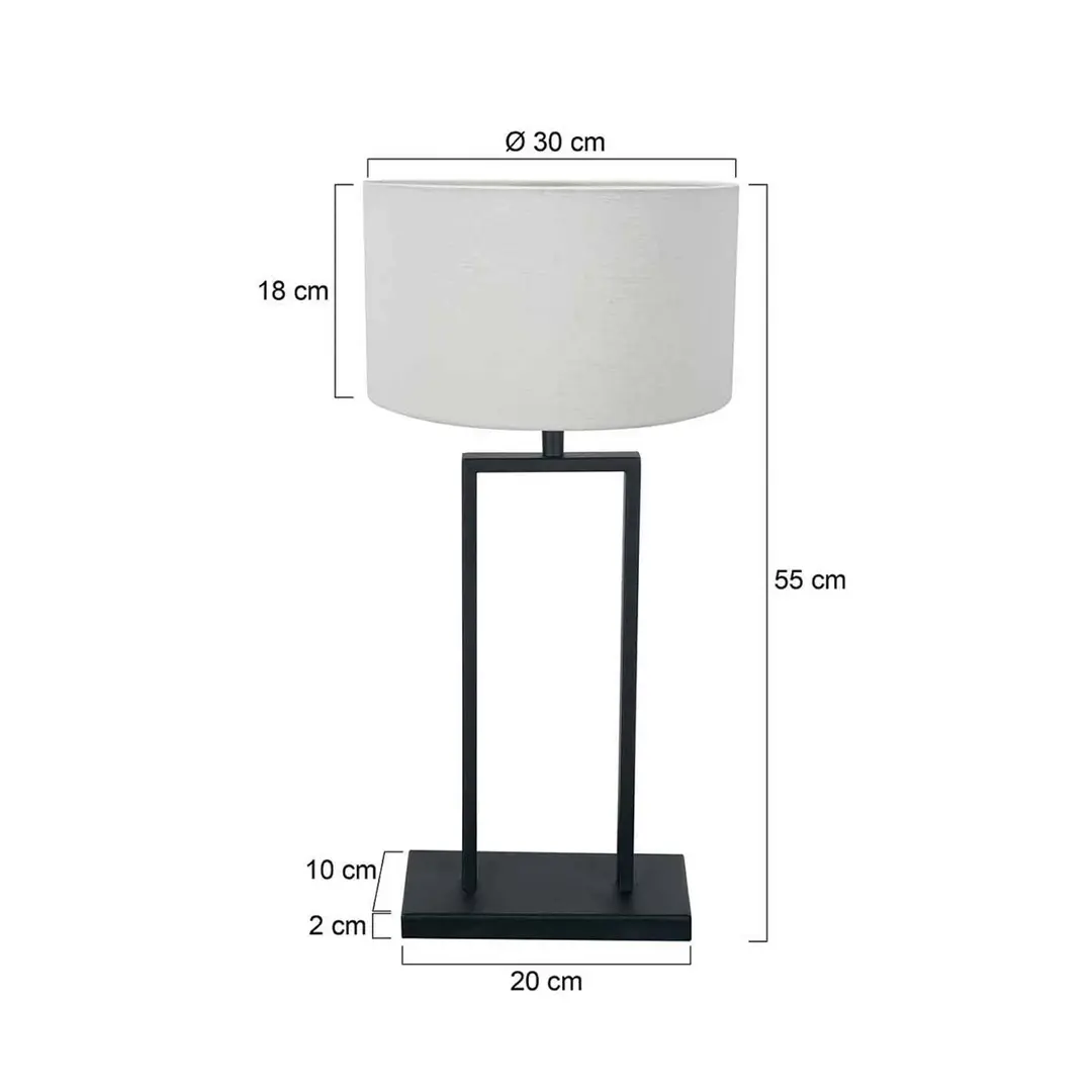 Steinhauer Tischleuchte Stang 3860ZW, schwarz/Leinen weiß, Höhe 55 cm