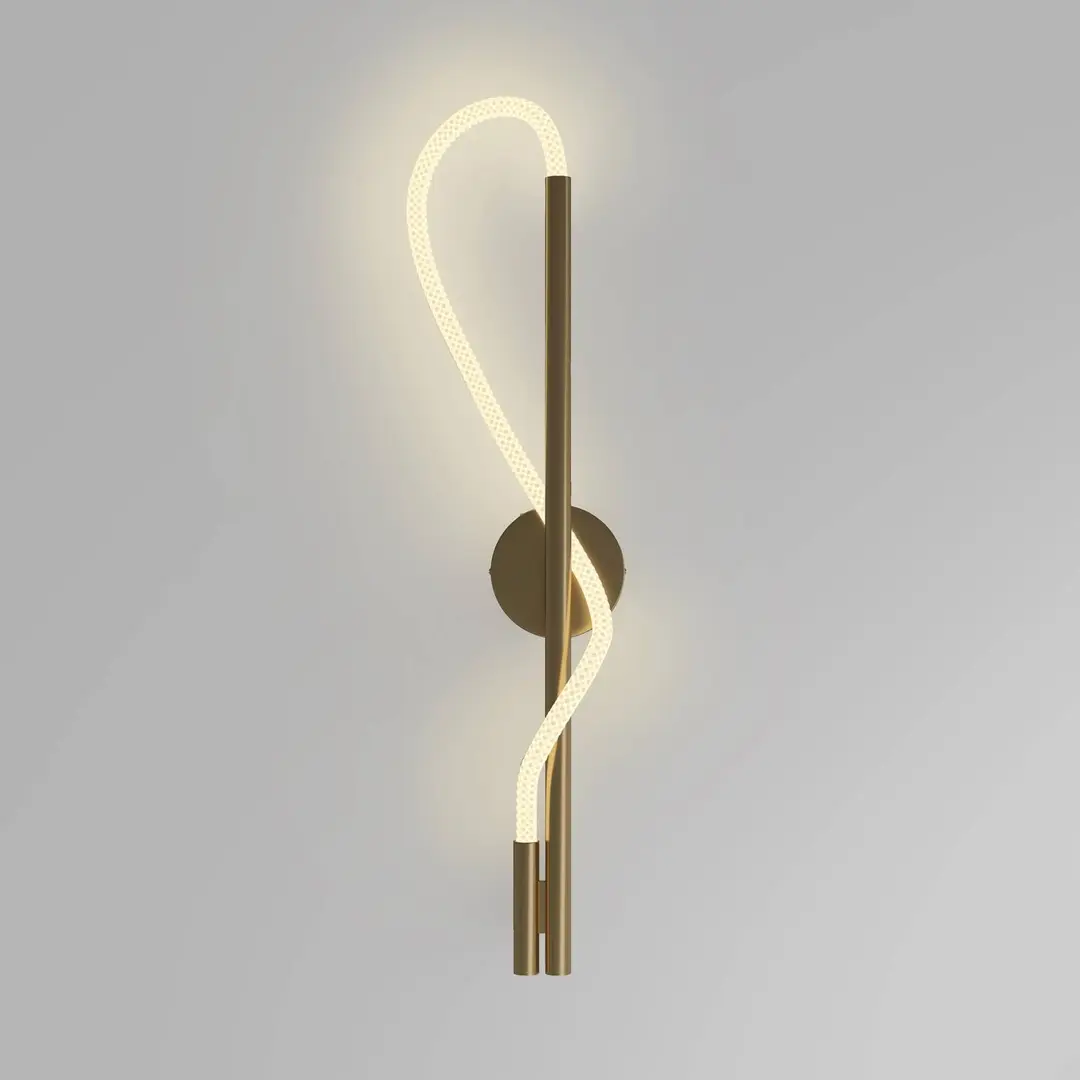 Maytoni LED-Wandleuchte Tau, goldfarben, Metall, Höhe 84 cm