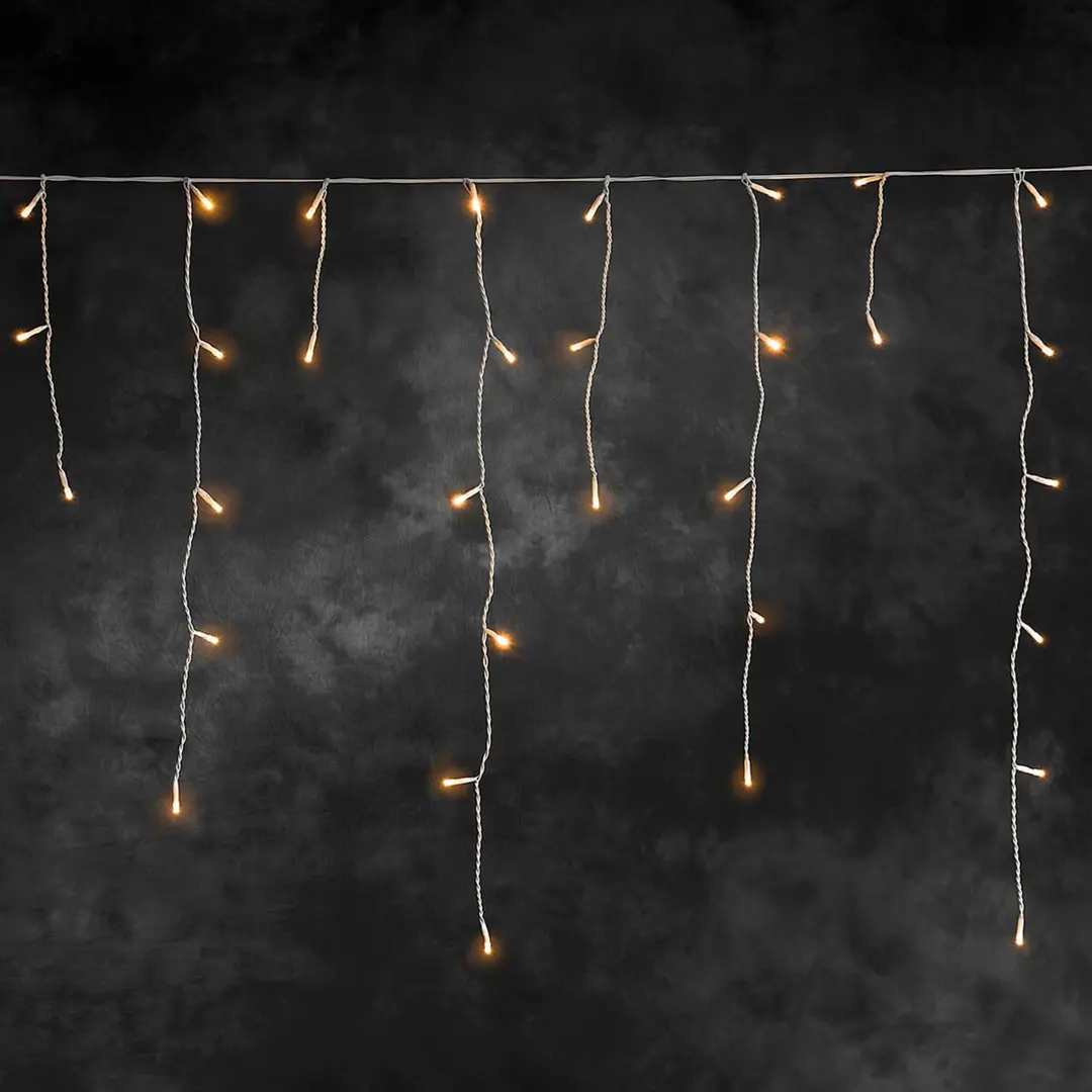 Konstsmide Christmas LED-Lichtervorhang Eisregen bernstein weiß 5m