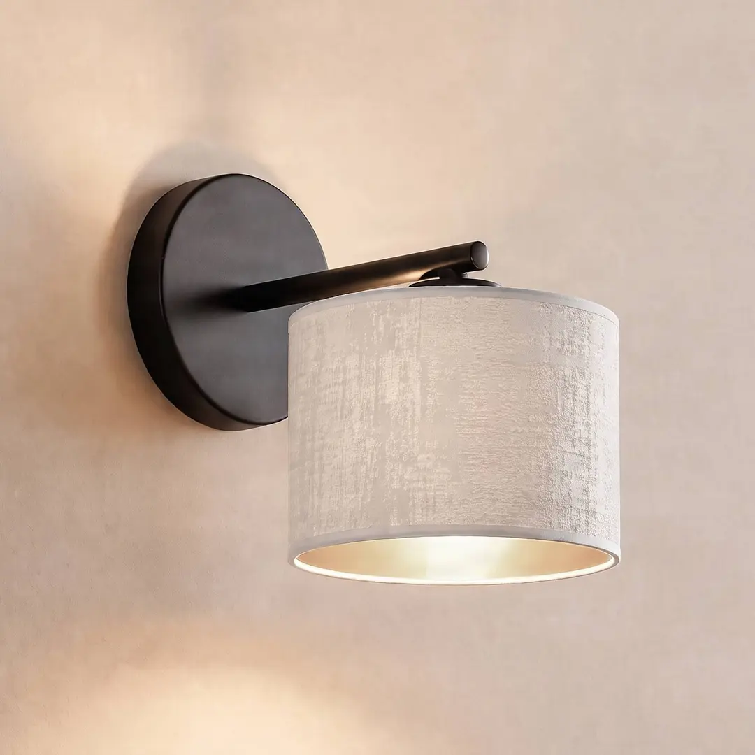 EMIBIG LIGHTING Wandlampe Jari Stoffschirm, weiß-gold