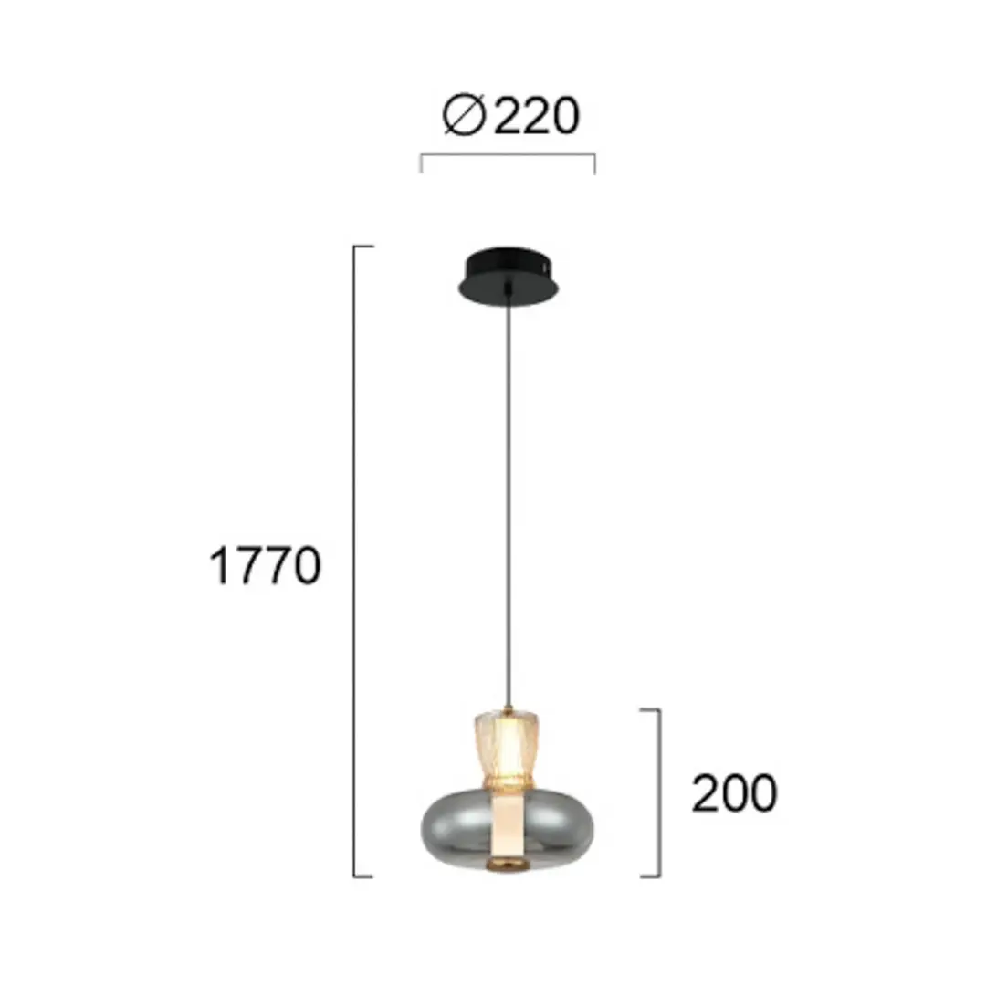 Viokef LED-Hängelampe Sire, Ø 22 cm, rauchgrau/bronze, Metall/Glas