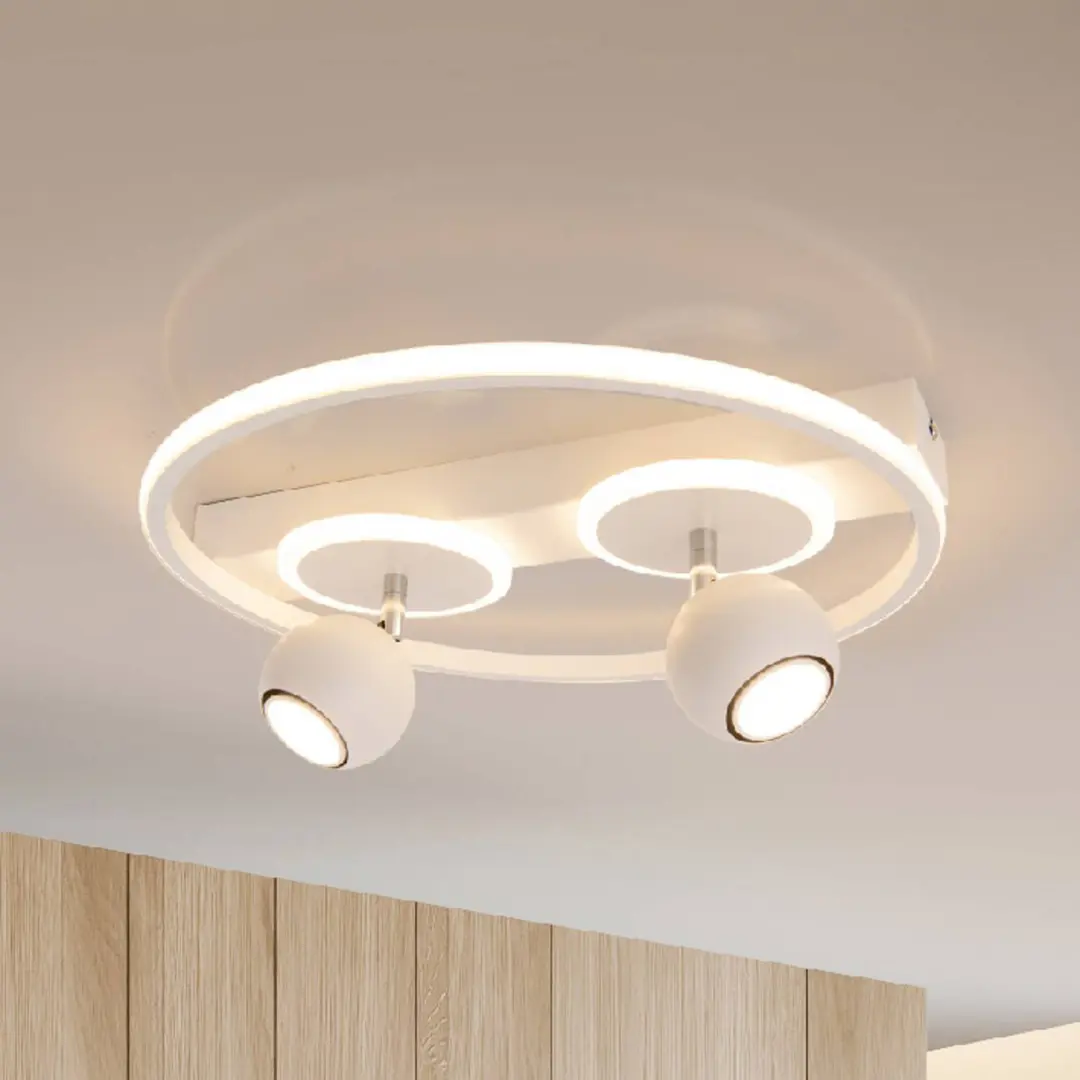 Naeve Leuchten LED-Deckenlampe Ronda, weiß, Metall, 40 cm, 2-flammig + LED