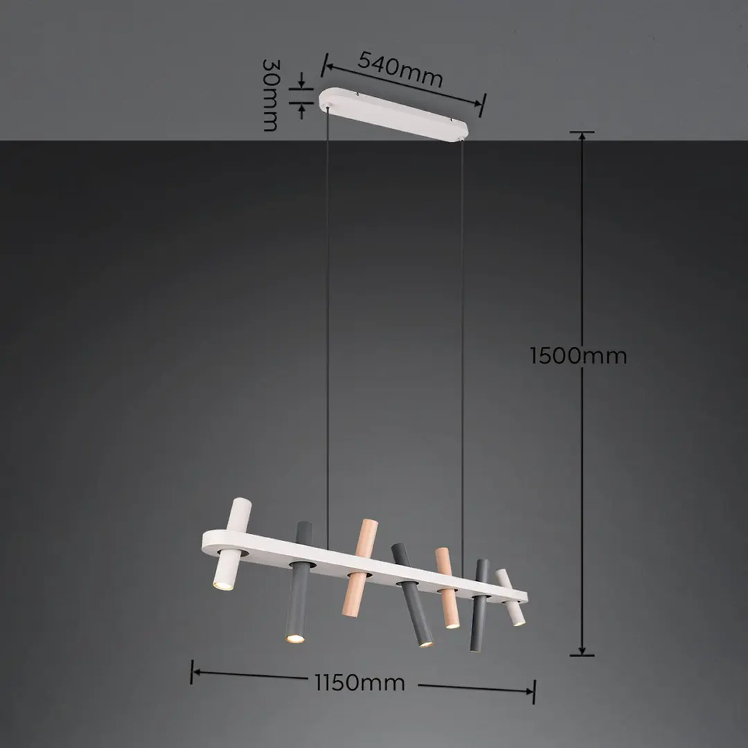 Trio Lighting Hängelampe Terloa, bunt, Länge 115 cm, Metall, 7-flg.