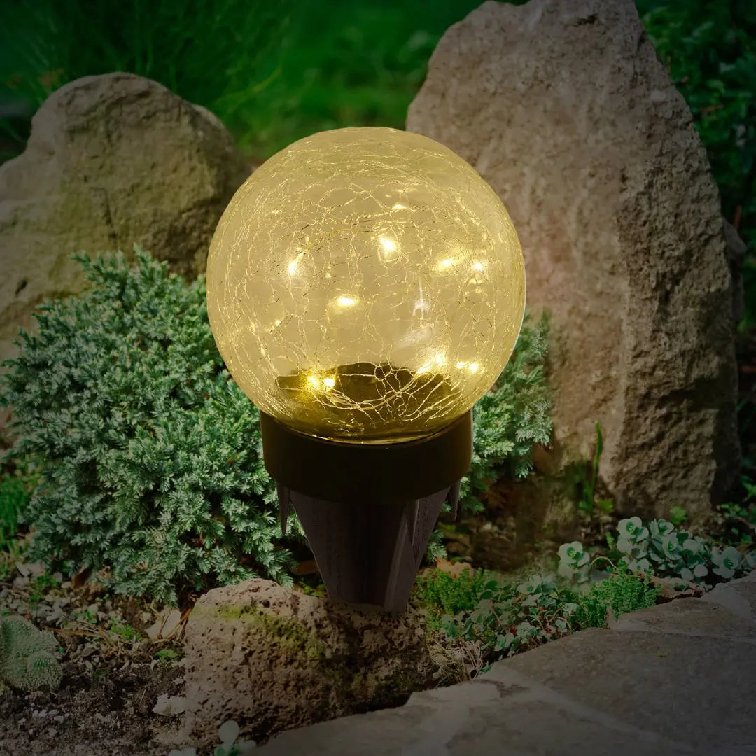 Naeve Leuchten LED-Solar-Dekoleuchte 5248203 aus Glas, 3er-Set