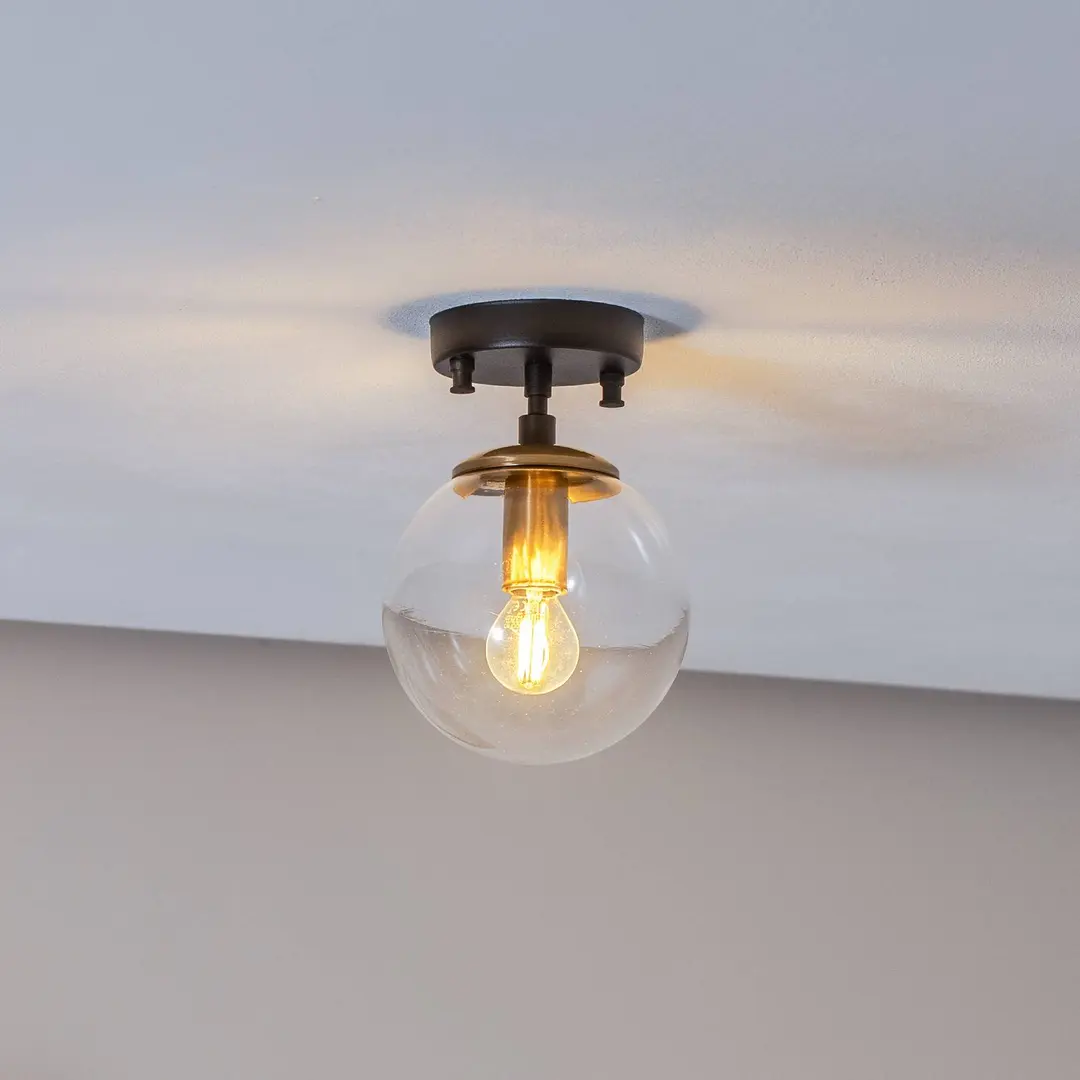Opviq Deckenlampe Atmaca 10205 gold antik/schwarz Glas klar Ø 15cm