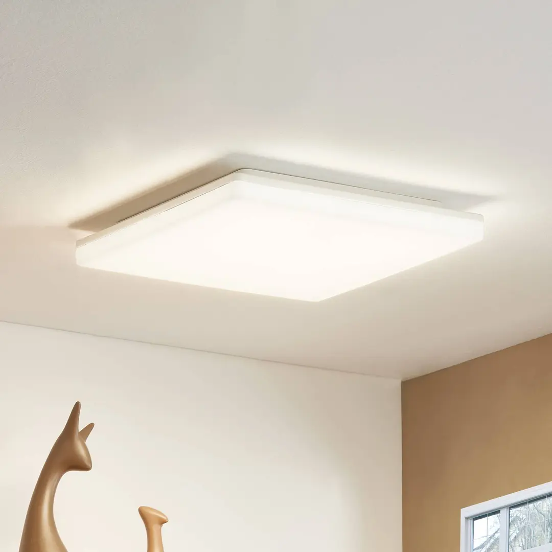 Prios LED-Deckenlampe Artin, 33 cm, weiß, eckig, Sensor