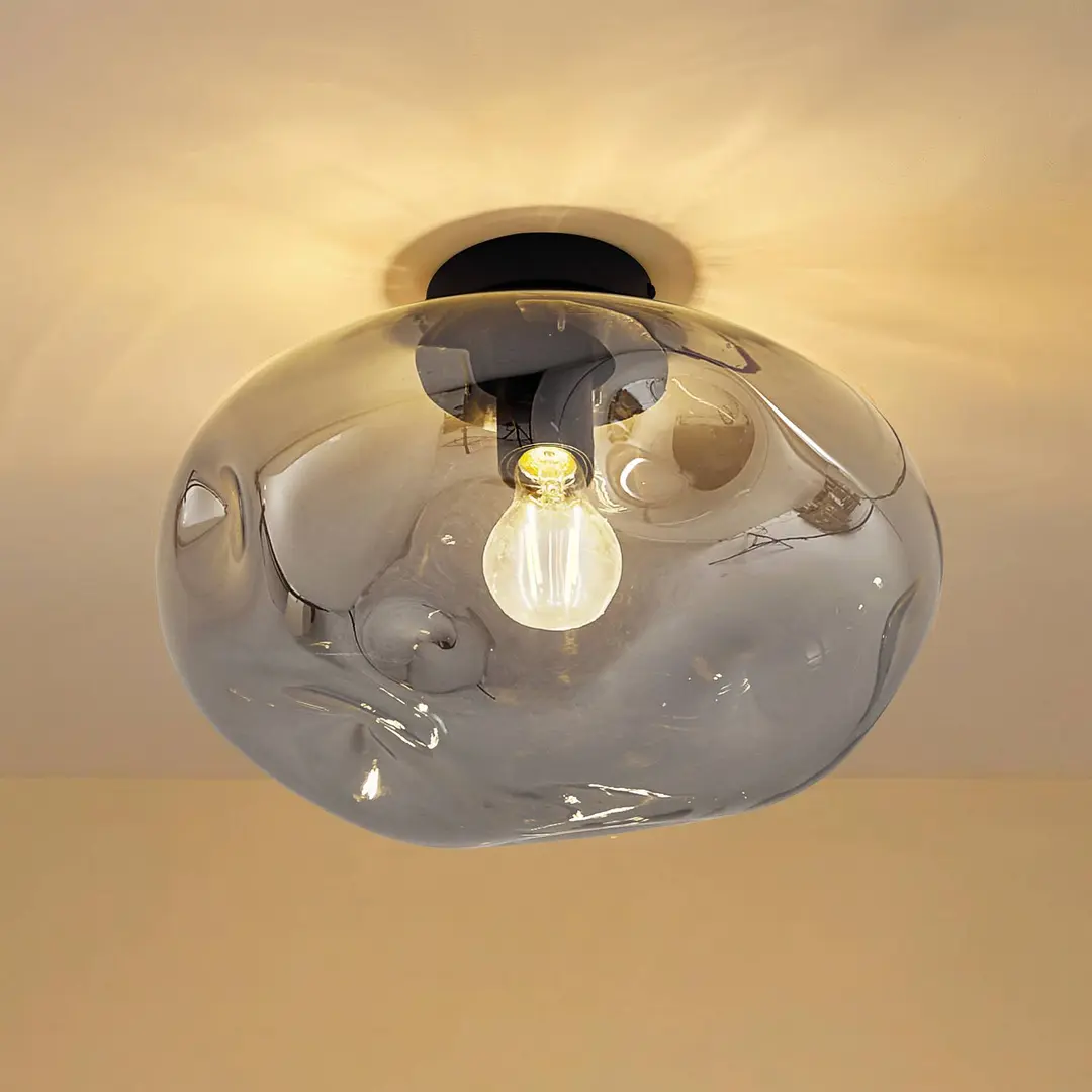 Lindby Deckenleuchte Lelia, rauchgrau, Glas, Ø 35 cm
