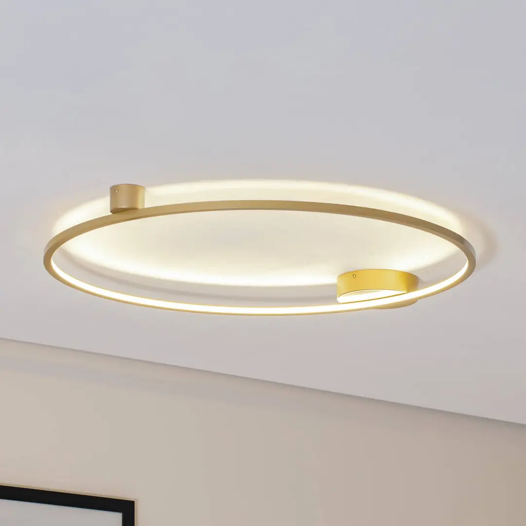 Milagro Lighting LED-Deckenleuchte Saturno, gold, Ø 80 cm, Metall, 4.000 K