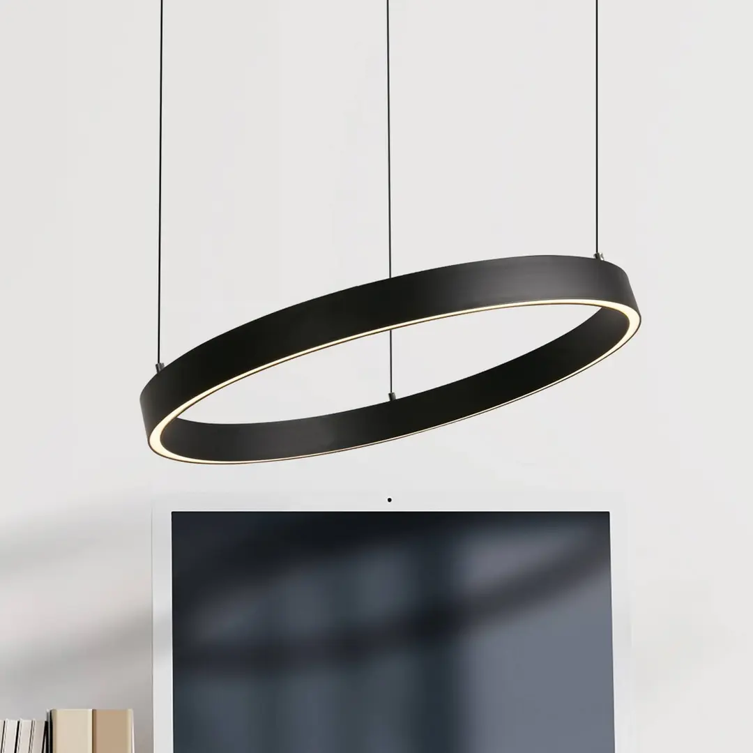 Searchlight LED-Hängelampe Layla, schwarz, Ø 44 cm CCT, höhenverstellbar