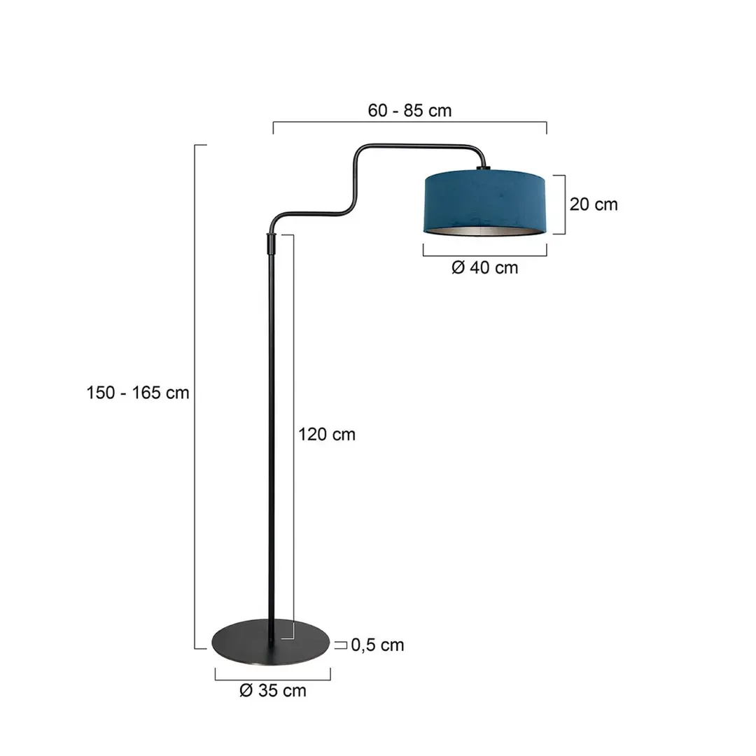 Steinhauer Stehlampe Bloeba, schwarz/blau, Höhe 165 cm, Velours