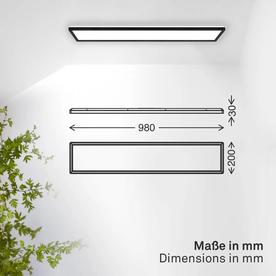 B.K. Licht LED-Panel Shallow on/off, 98 x 20 cm, schwarz, 840 Backlight