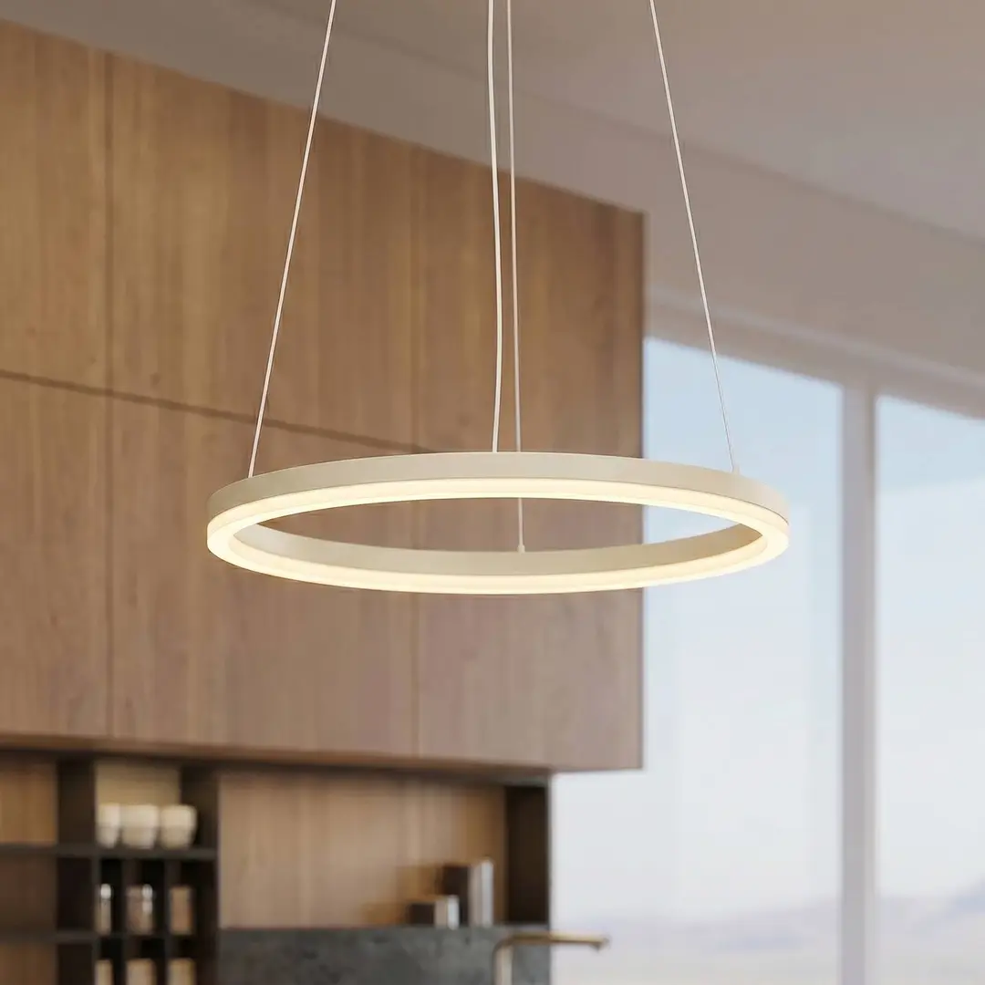 Arcchio LED-Hängeleuchte Albiona, beige, 1 Ring, Ø 40 cm
