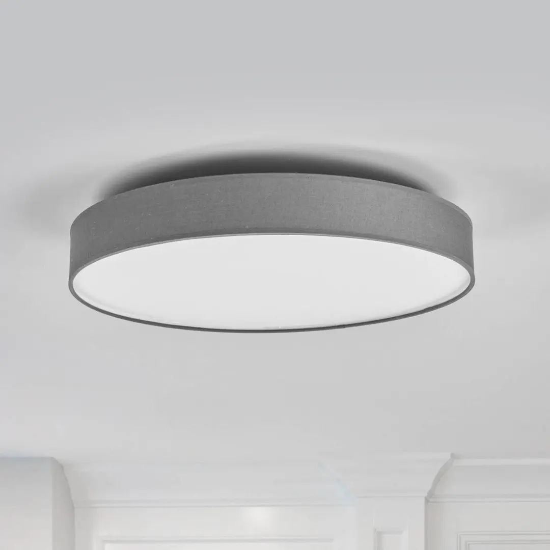 Lindby LED-Deckenlampe Saira, Ø 50 cm, grau, Textil