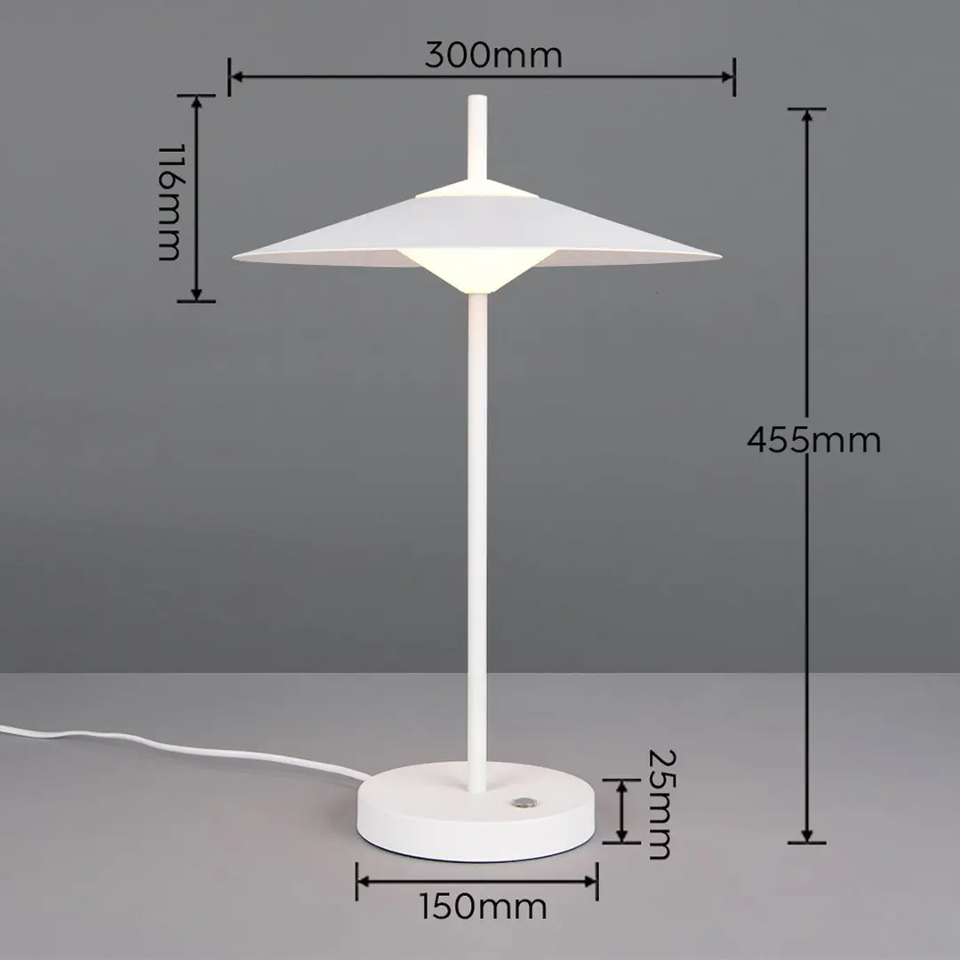 Trio Lighting LED-Tischlampe Amalo, weiß matt, Höhe 46 cm, Metall, CCT