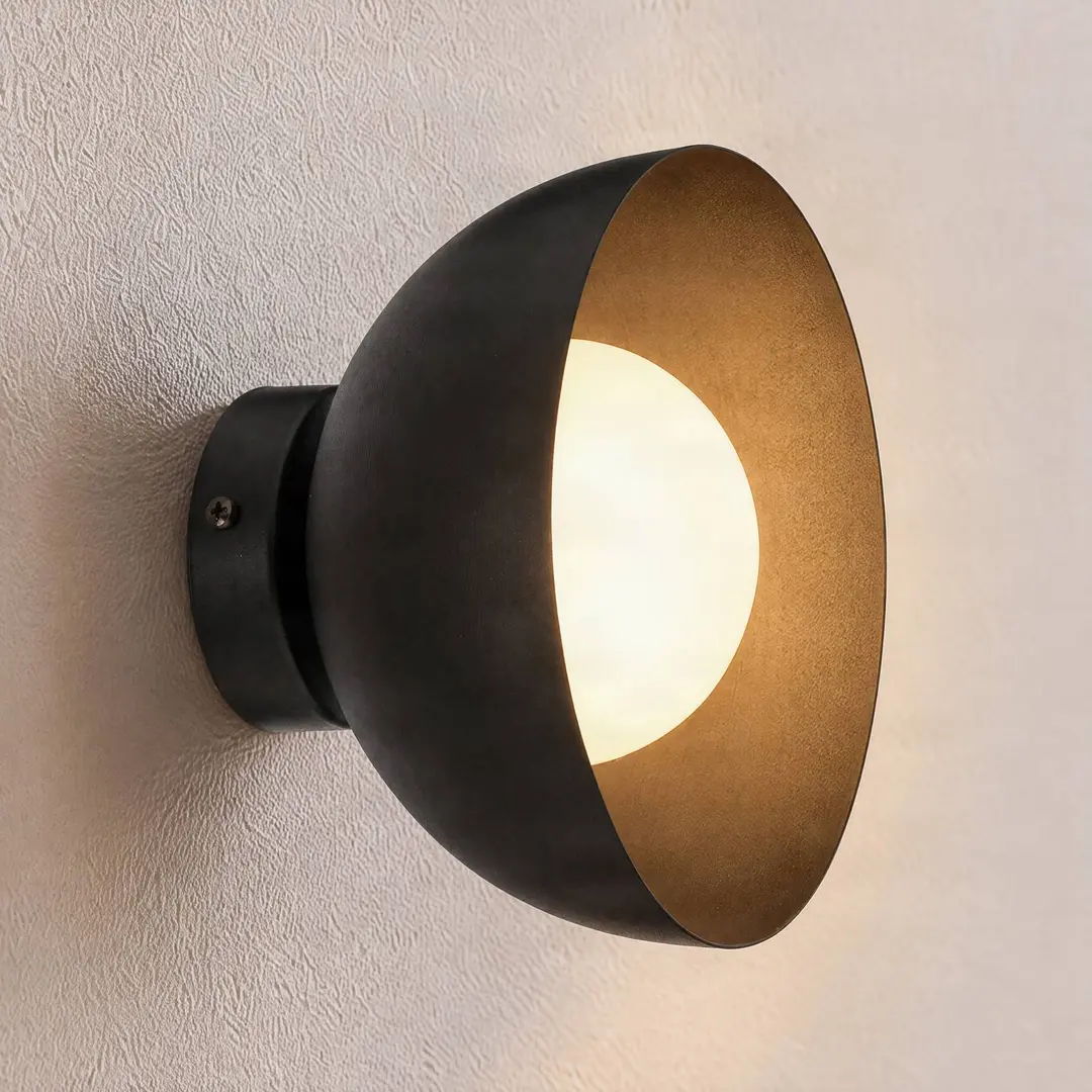 EMIBIG LIGHTING Wandleuchte Bibi K1, schwarz, Stahl/Glas, Ø 18 cm