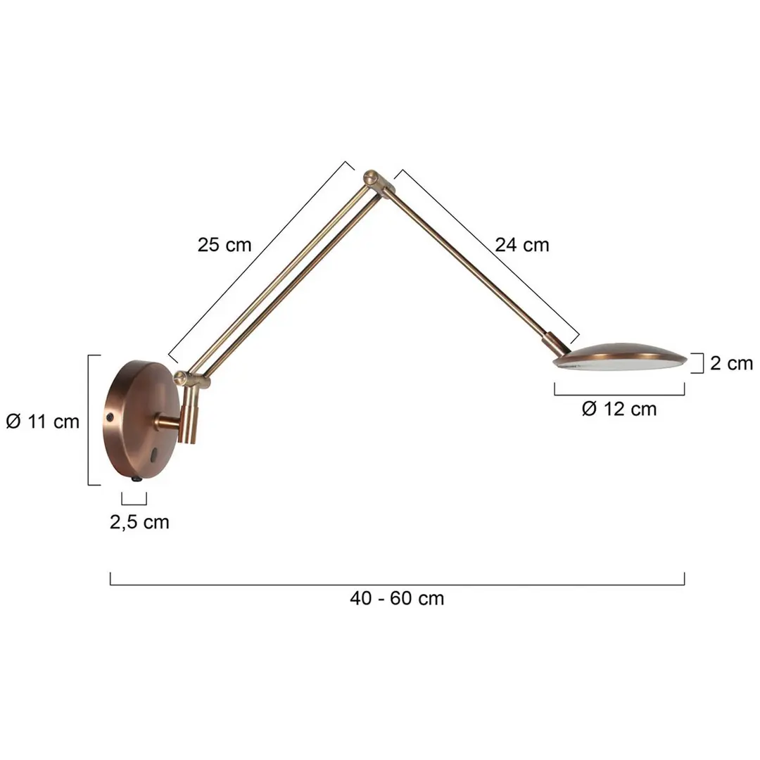 Steinhauer LED-Wandlampe Zenith 2 mit Arm, bronze, CCT, Metall, Stecker