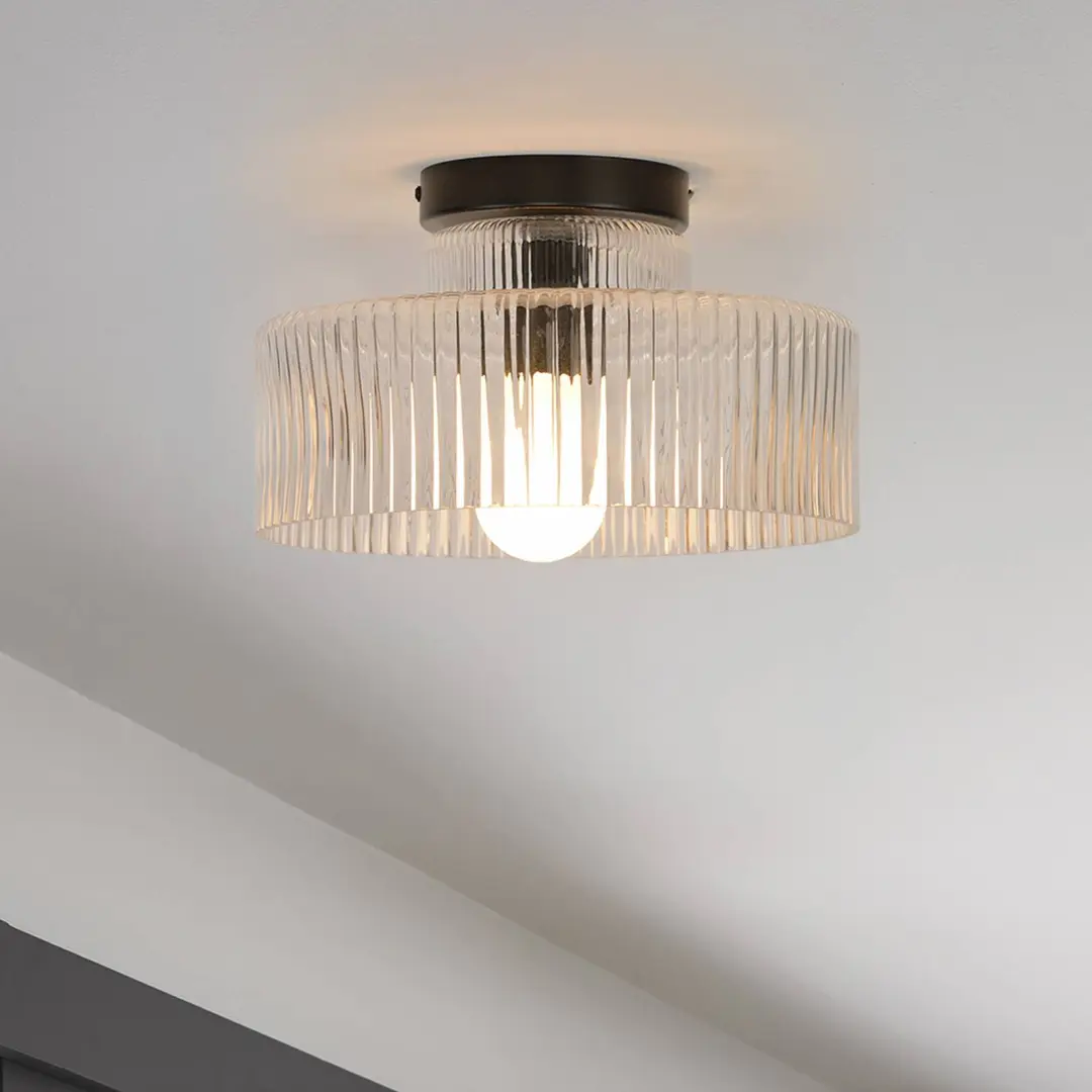 COREP Deckenlampe Lorenzo, klar/schwarz, Ø 28 cm, Glas