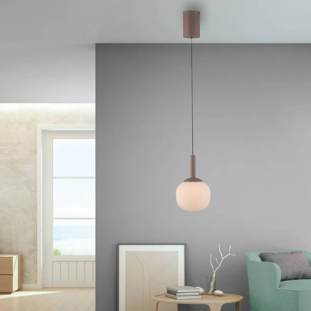 JUST LIGHT. GmbH LED-Hängeleuchte Nami, 1flammig, weiß/sand, Glas, Eisen