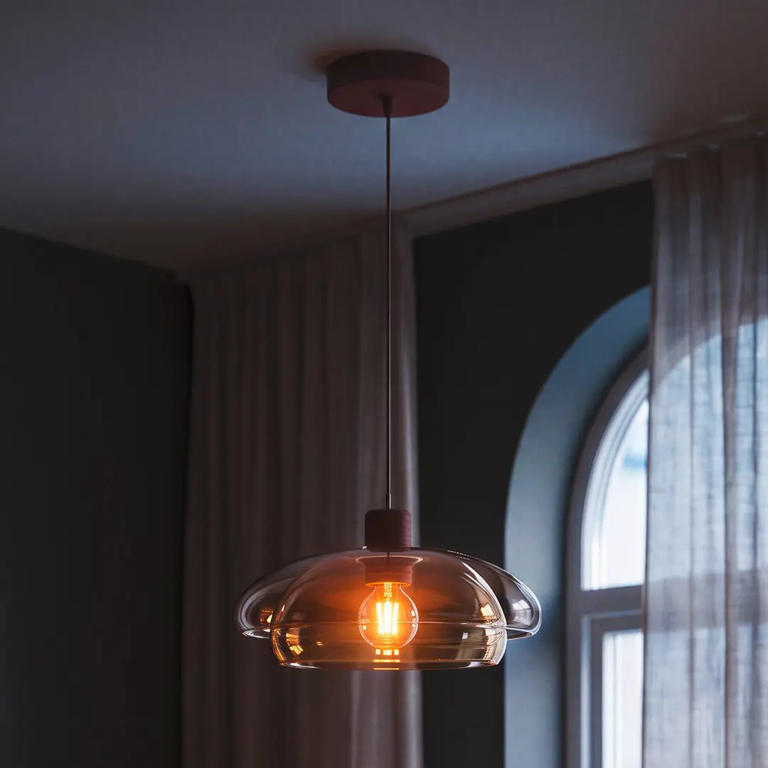 EGLO Hängeleuchte Salesiani, burgunderrot, Glas, Metall, E27