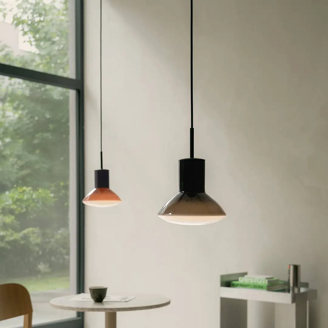 Grupa Pendellampe Onda, pfirsichfarben, Ø 17 cm, Glas, GU10