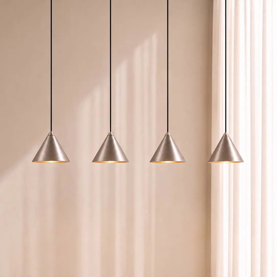 Lucande LED-Hängeleuchte Rhodes, 4-flammig, nickel, 82 cm