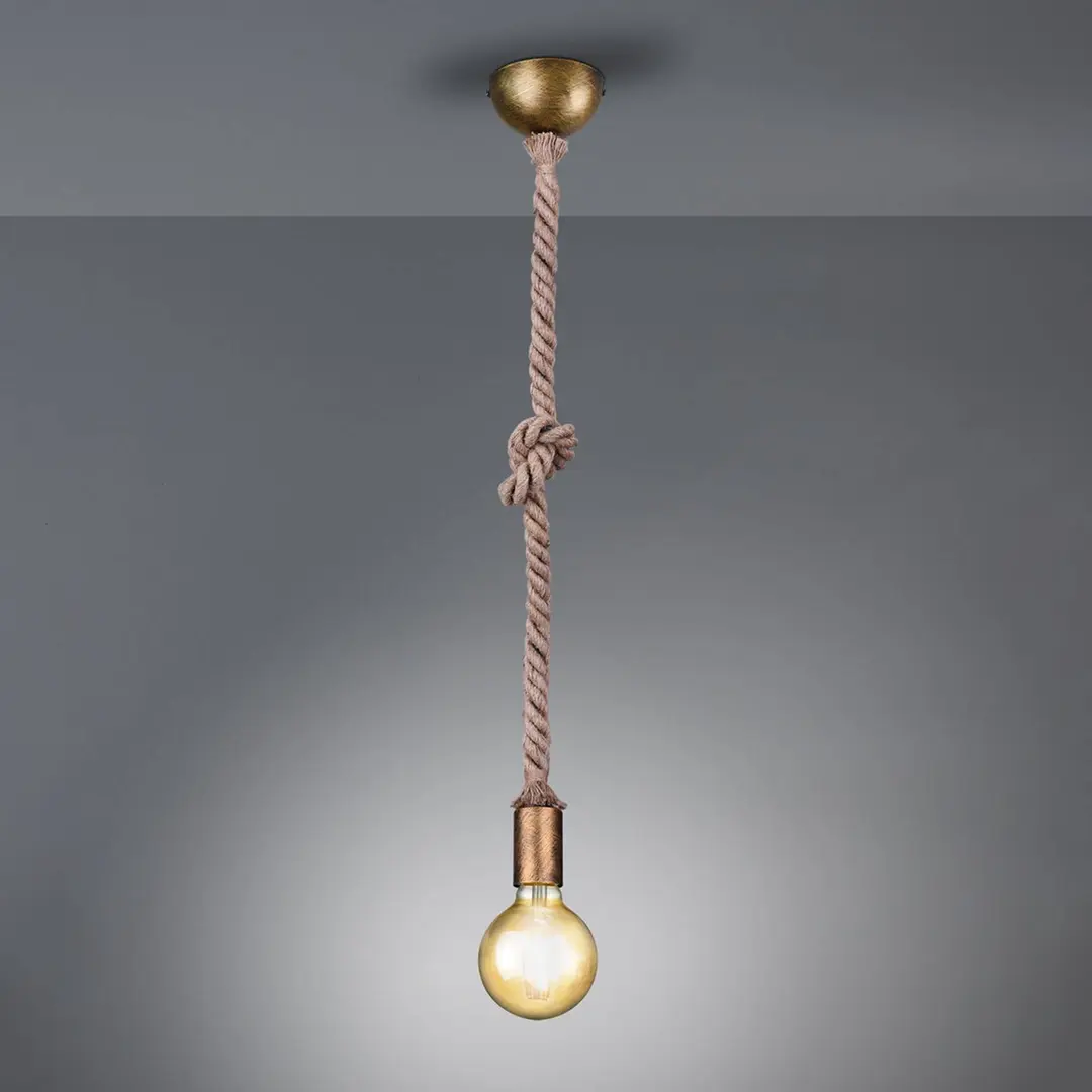 Trio Lighting Pendellampe Rope mit dekorativem Seil 1-flammig