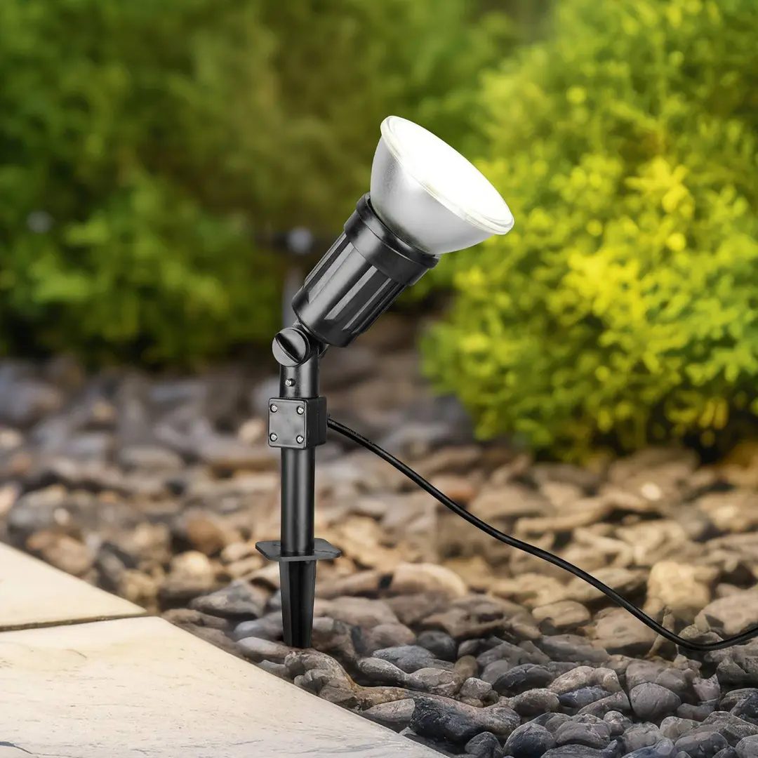 Reality Leuchten Außenstrahler Caceres, schwarz, Kunststoff, IP44, neigbar