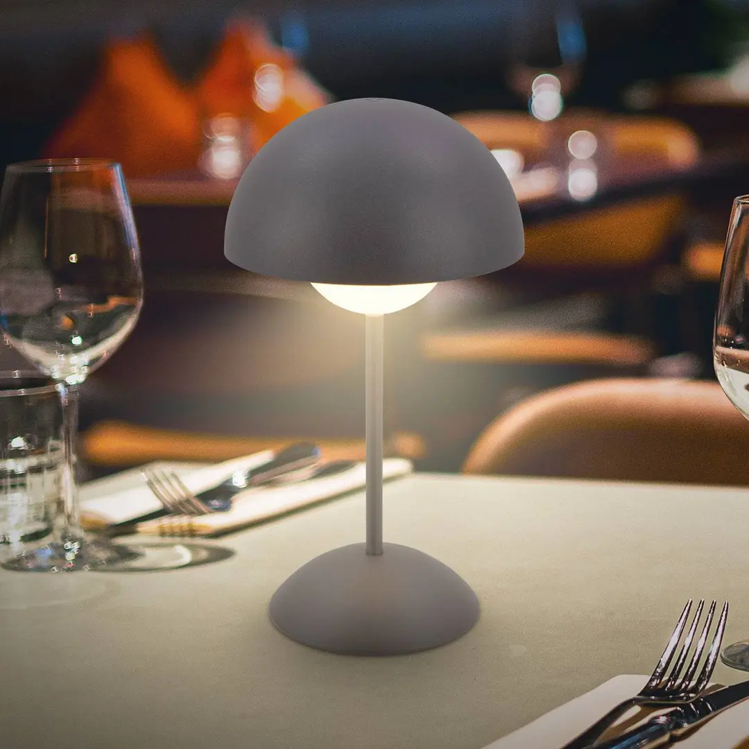 Briloner LED-Akku-Tischleuchte Kugle, anthrazit, Metall, IP44, dim.