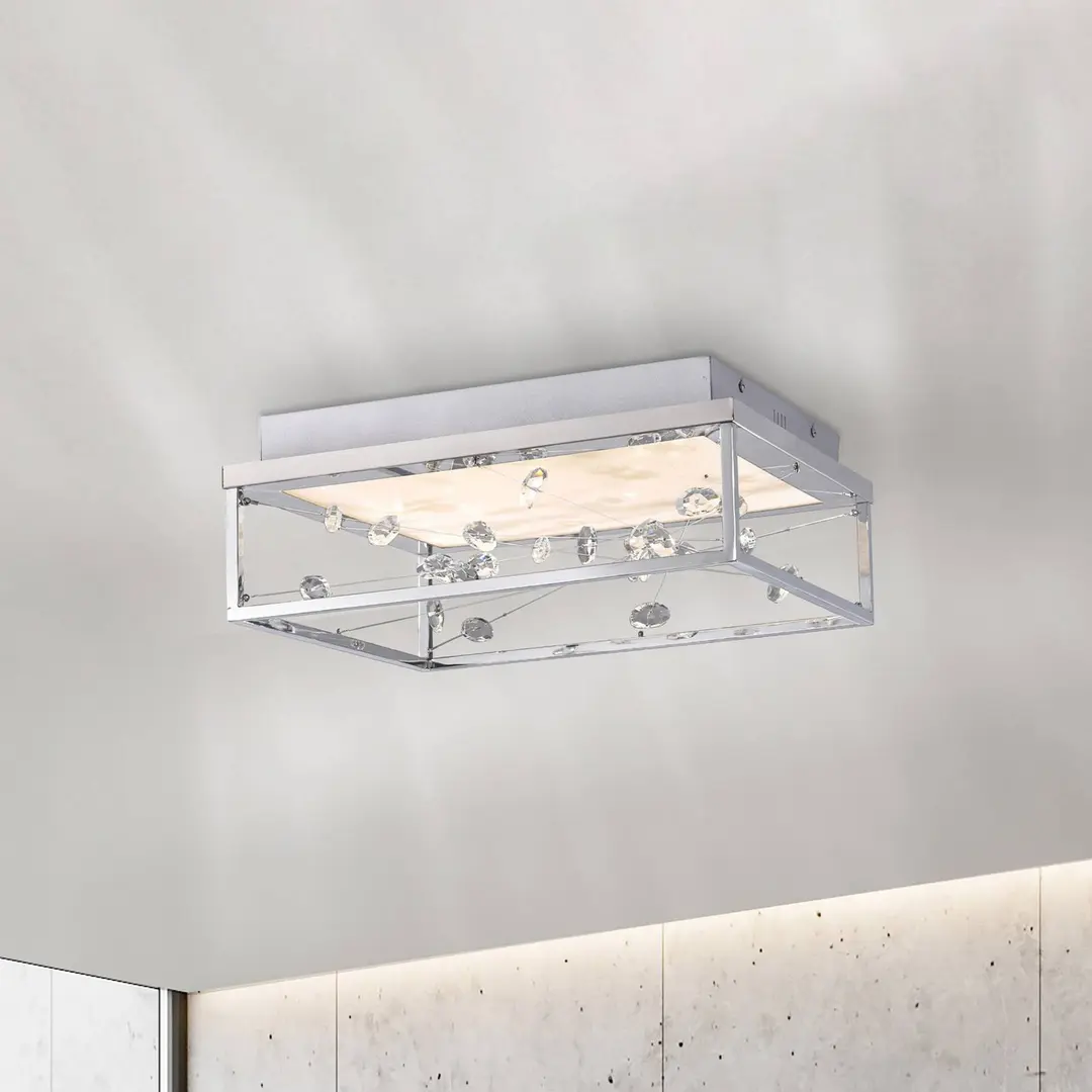 PAUL NEUHAUS LED-Deckenlampe SKINA, chrom, 40 cm, CCT, dim, Fernbedienung