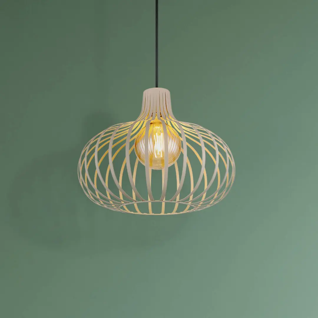 Globo Hängeleuchte Mateo, creme/sandfarben, Metall, Ø 40 cm