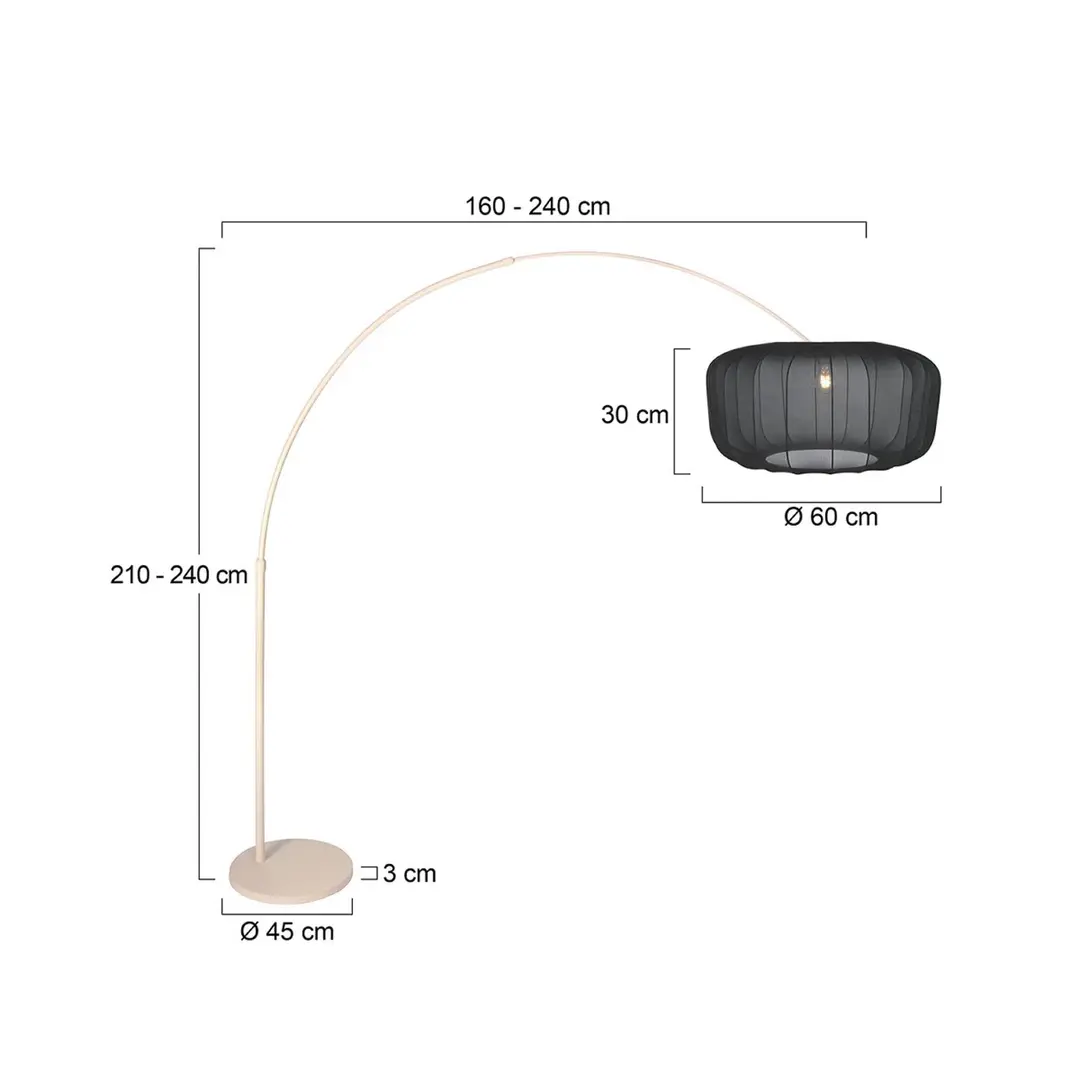 Steinhauer Bogen-Stehleuchte Sparkled Light creme/Nylon schwarz, 240 cm