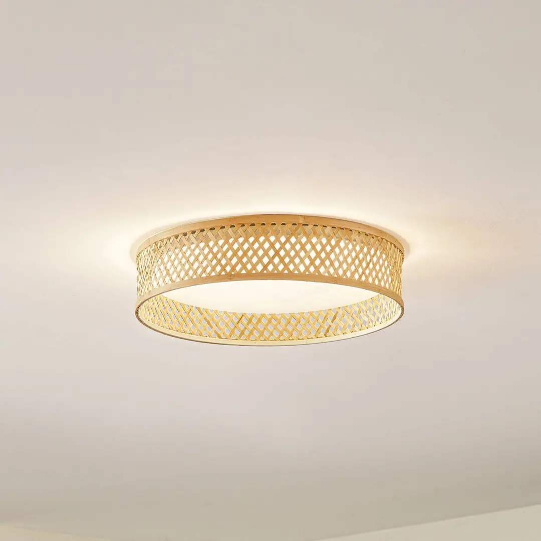 Lindby LED-Deckenleuchte Eilif, Bambus, Ø 40 cm