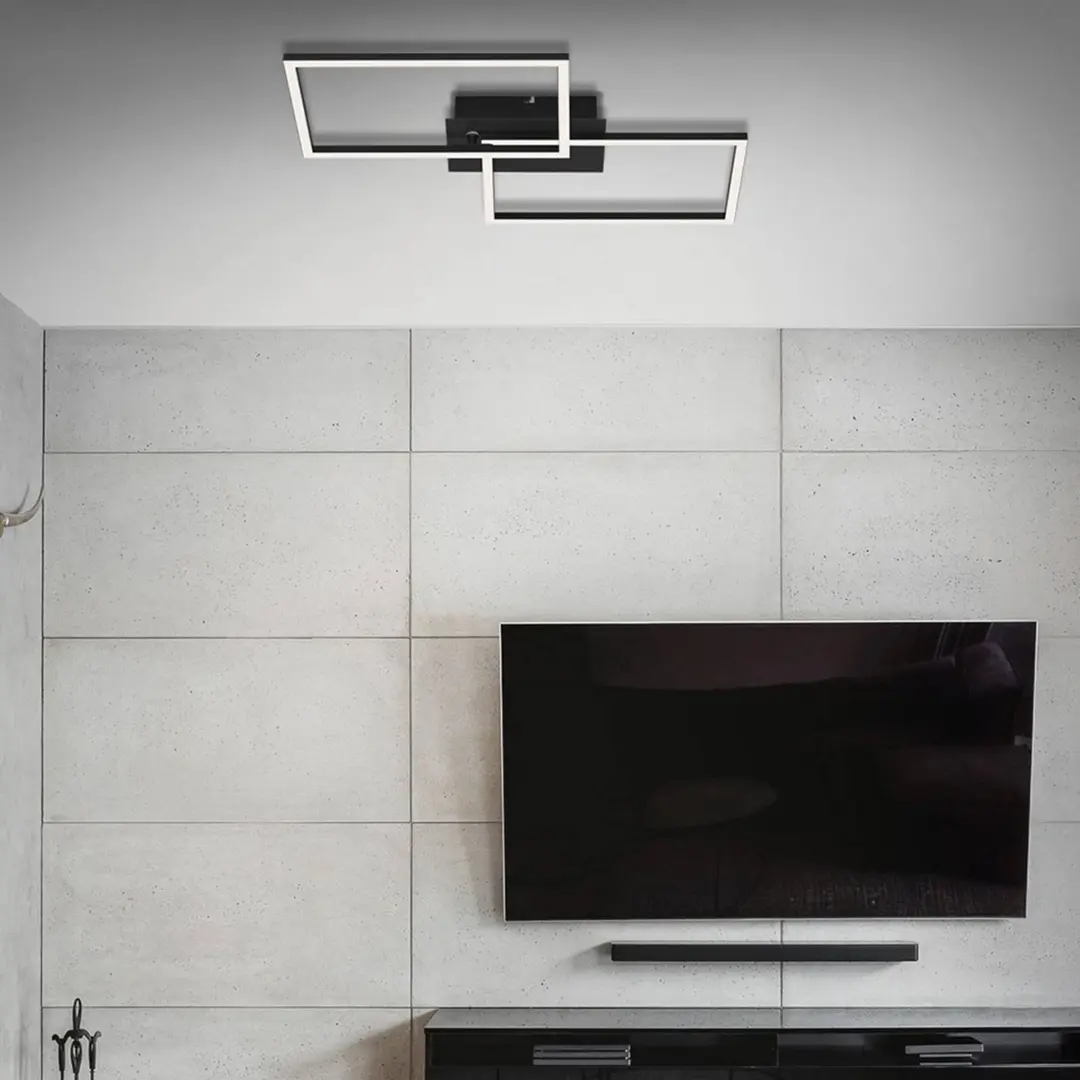 Briloner LED-Deckenlampe Frame CCT, schwarz, 50x39cm