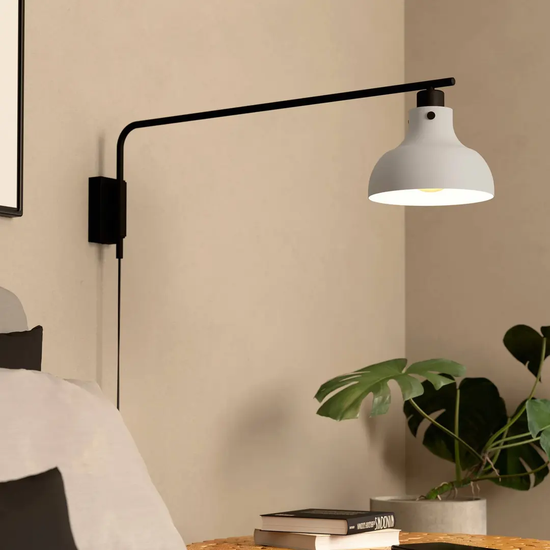 EGLO Wandleuchte Matlock, Ausladung 80 cm, grau/schwarz